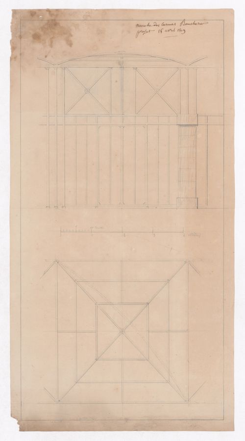 Elevation and plan for Boucherie, Marché des Carmes, Paris