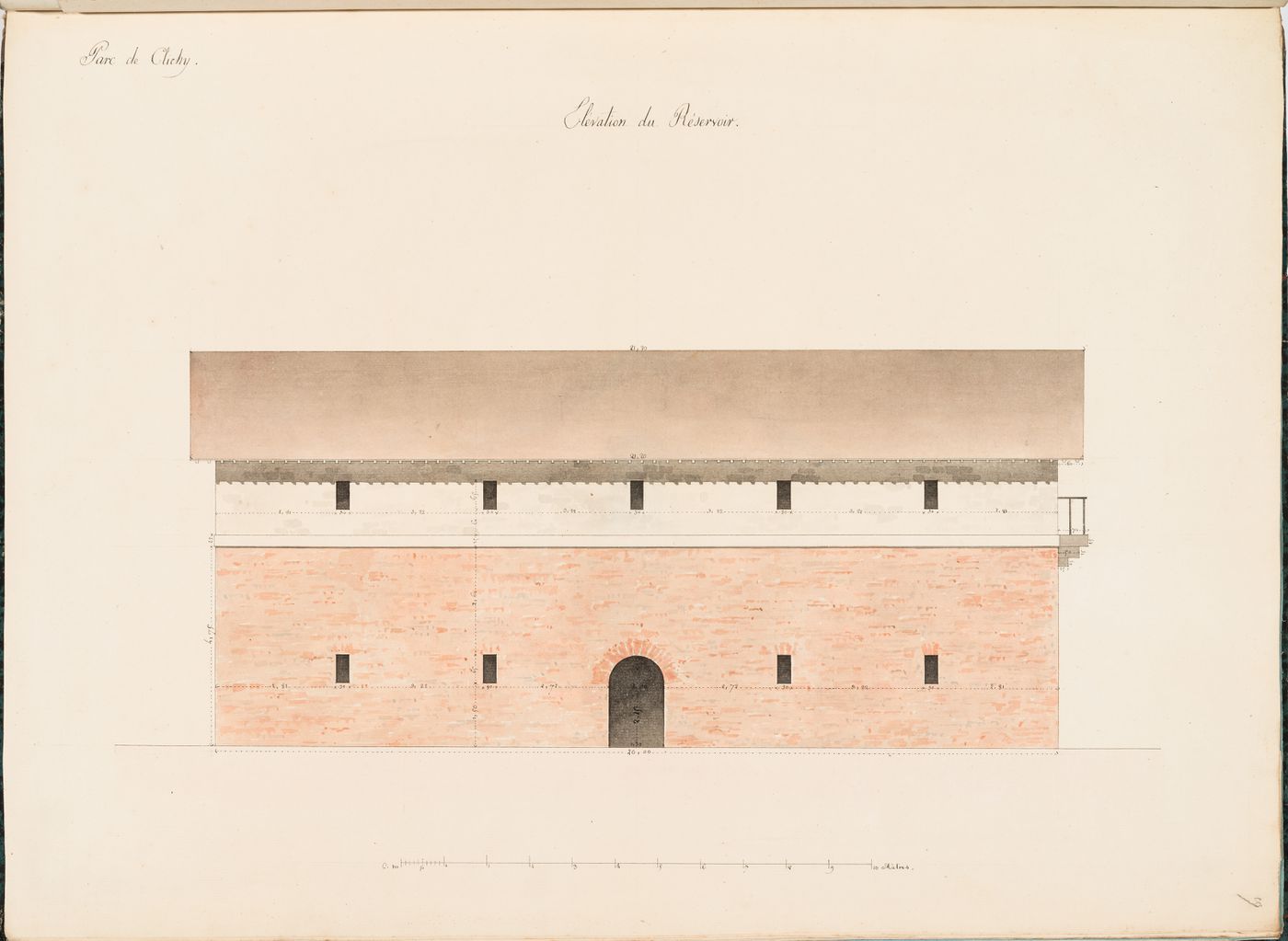 Elevation for a reservoir, Parc de Clichy