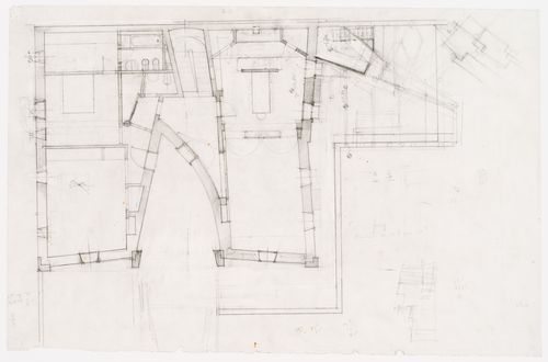 Preliminary plan of first floor including kitchen, dining area, living room and bathrooms for Casa Miggiano, Otranto, Italy