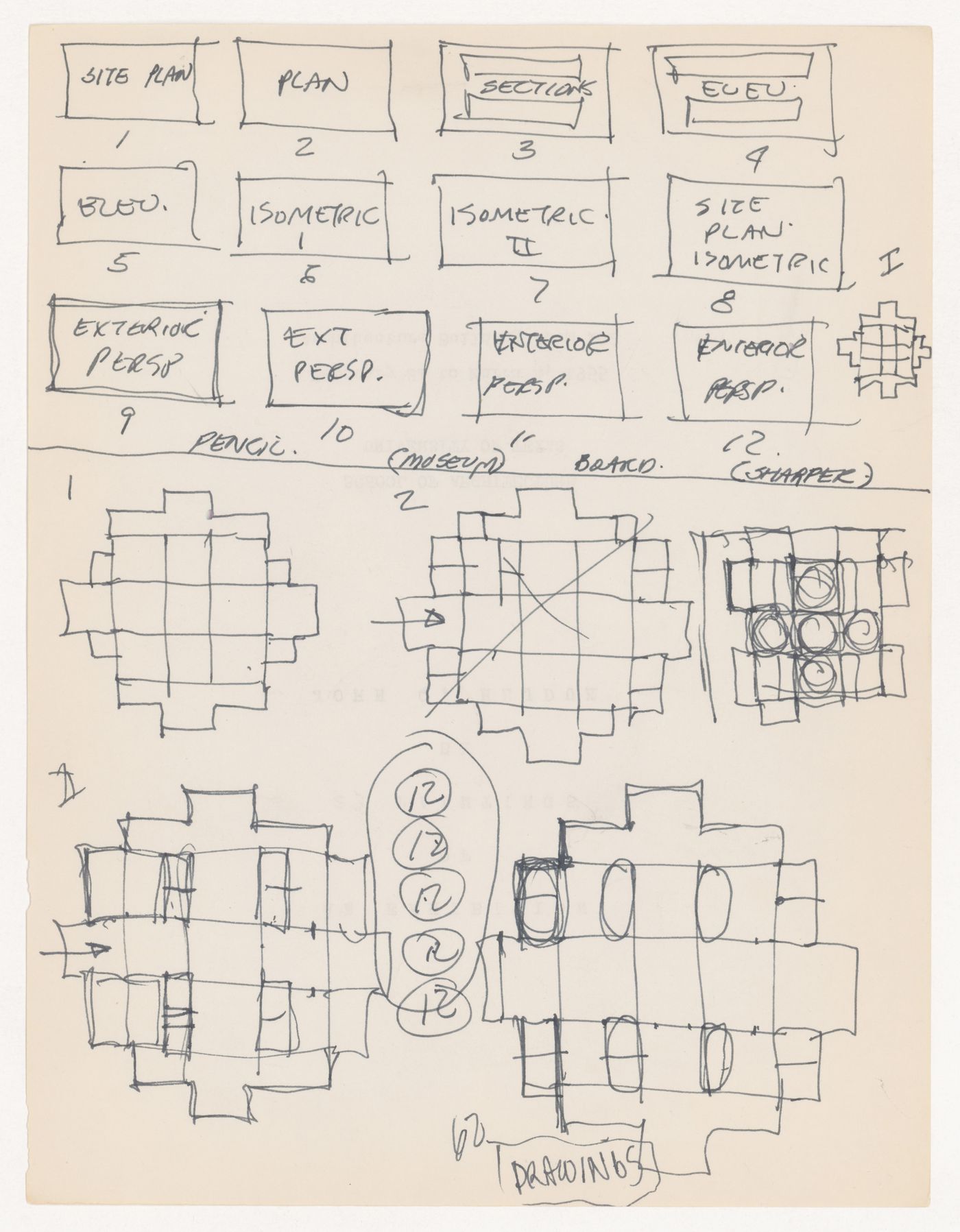 Notes and sketches for Texas House 1; verso: unrelated document