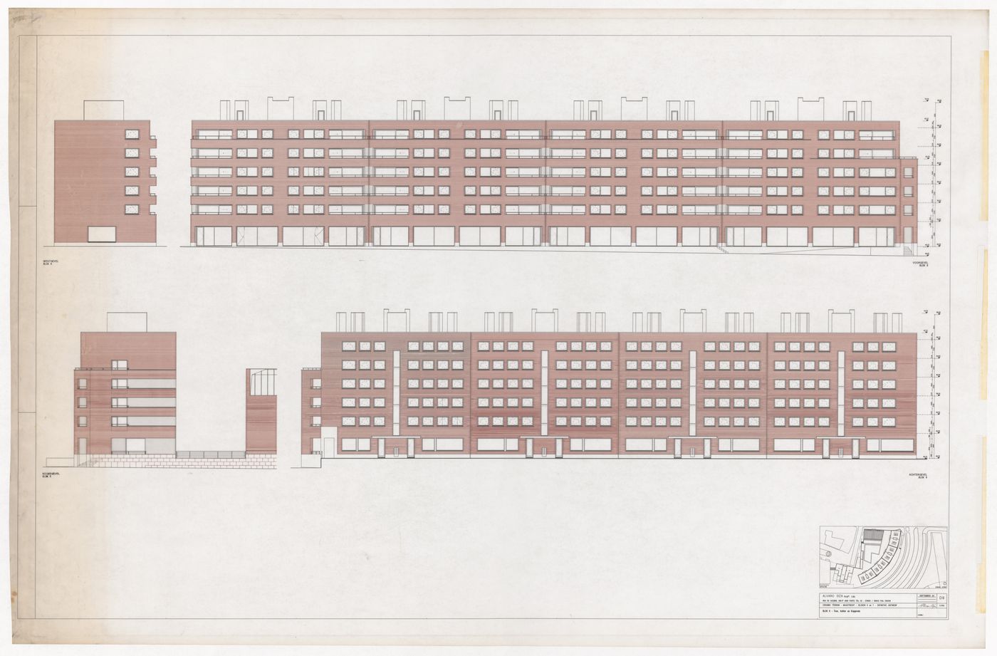 Elevations for Ceramique Terrein Blocos de habitação e escritórios, Maastrich, the Netherlands