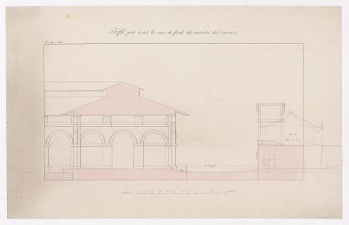 Sectional elevation through court for Market Building, Marché des Carmes, Paris