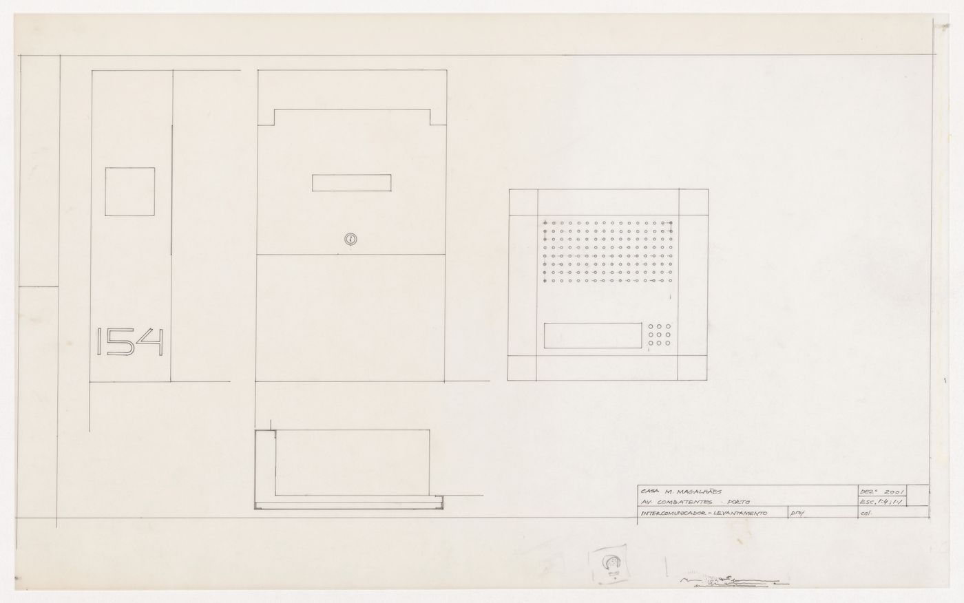 Drawings for intercom for Casa Manuel Magalhães, Porto