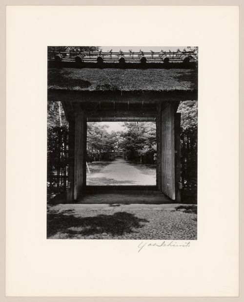 View of the Imperial Gate showing the Front Gate (also known as the Main Gate) in the background, Katsura Rikyu (also known as Katsura Imperial Villa), Kyoto, Japan