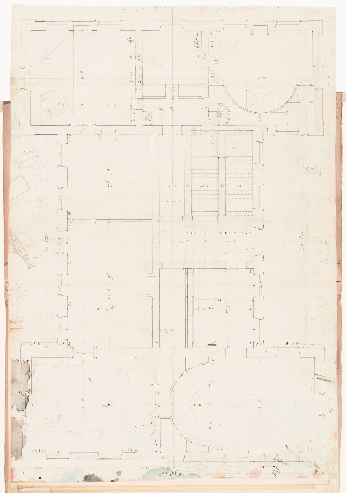 Partial ground floor plan for a country house for duc Decazes, Grave