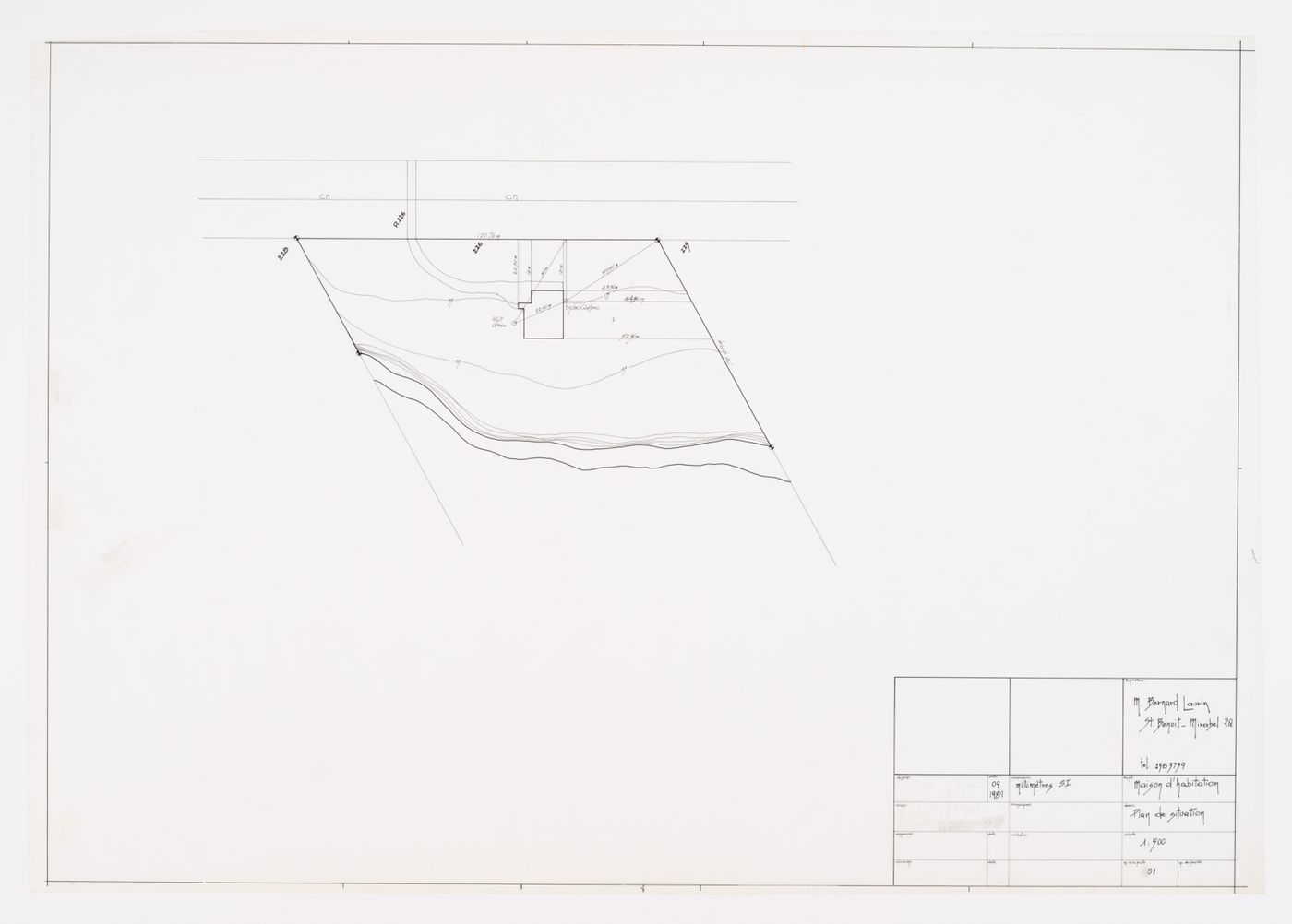 Plan de situation, Maison Bernard Laurin, Saint-Benoît, Mirabel, Québec, Canada