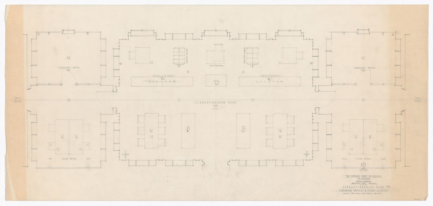 Plan de la bibliothèque pour Cour suprême du Canada, Ottawa, Ontario