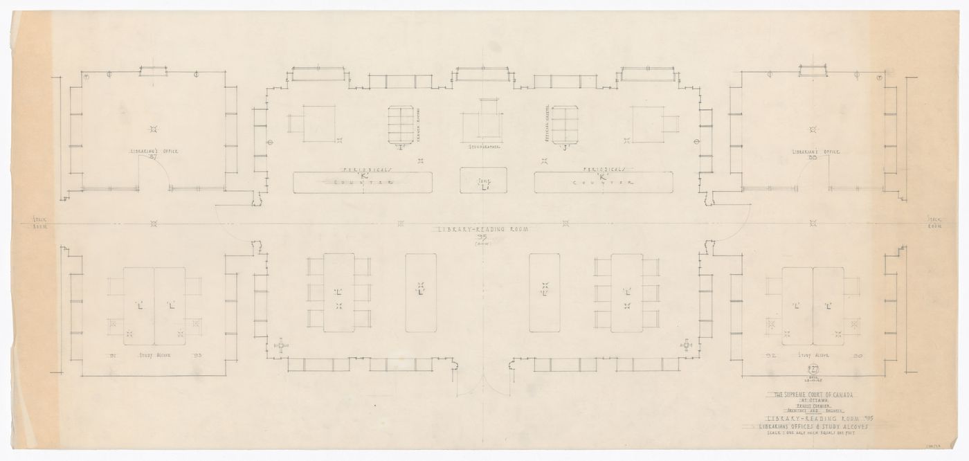 Plan de la bibliothèque pour Cour suprême du Canada, Ottawa, Ontario