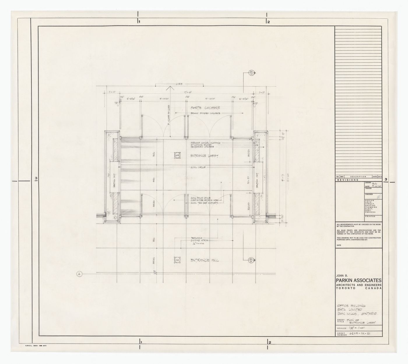 Plan for entrance lobby of Bata Limited Office Building, Don Mills, Ontario