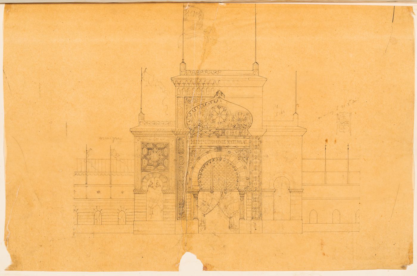 Hippodrome national, Paris: Elevation for the principal entrance