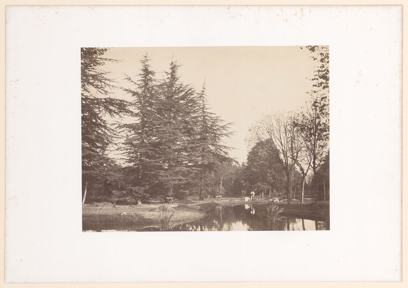 View of lake, Bois de Boulogne, Paris, France