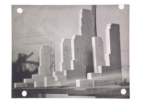 Models of some of the sculptural decoration for the Rockefeller Center, New York City, New York
