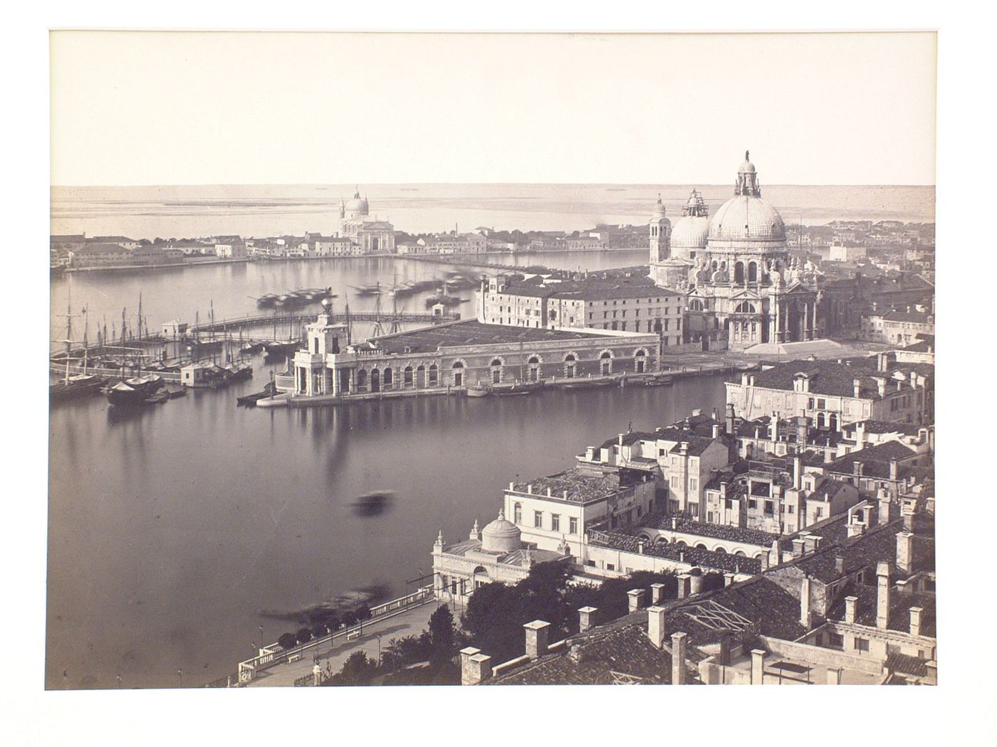 Panorama taken from the bell tower of Saint Mark's looking toward the ocean and church of Santa Maria della Salute, Venice, Italy