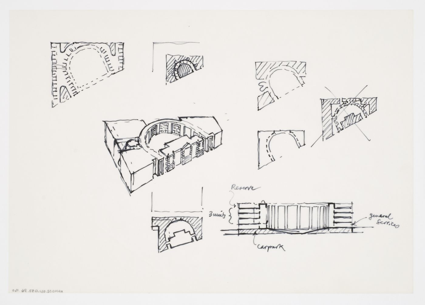 Wissenschaftszentrum, Berlin, Germany: plans, perspective and section