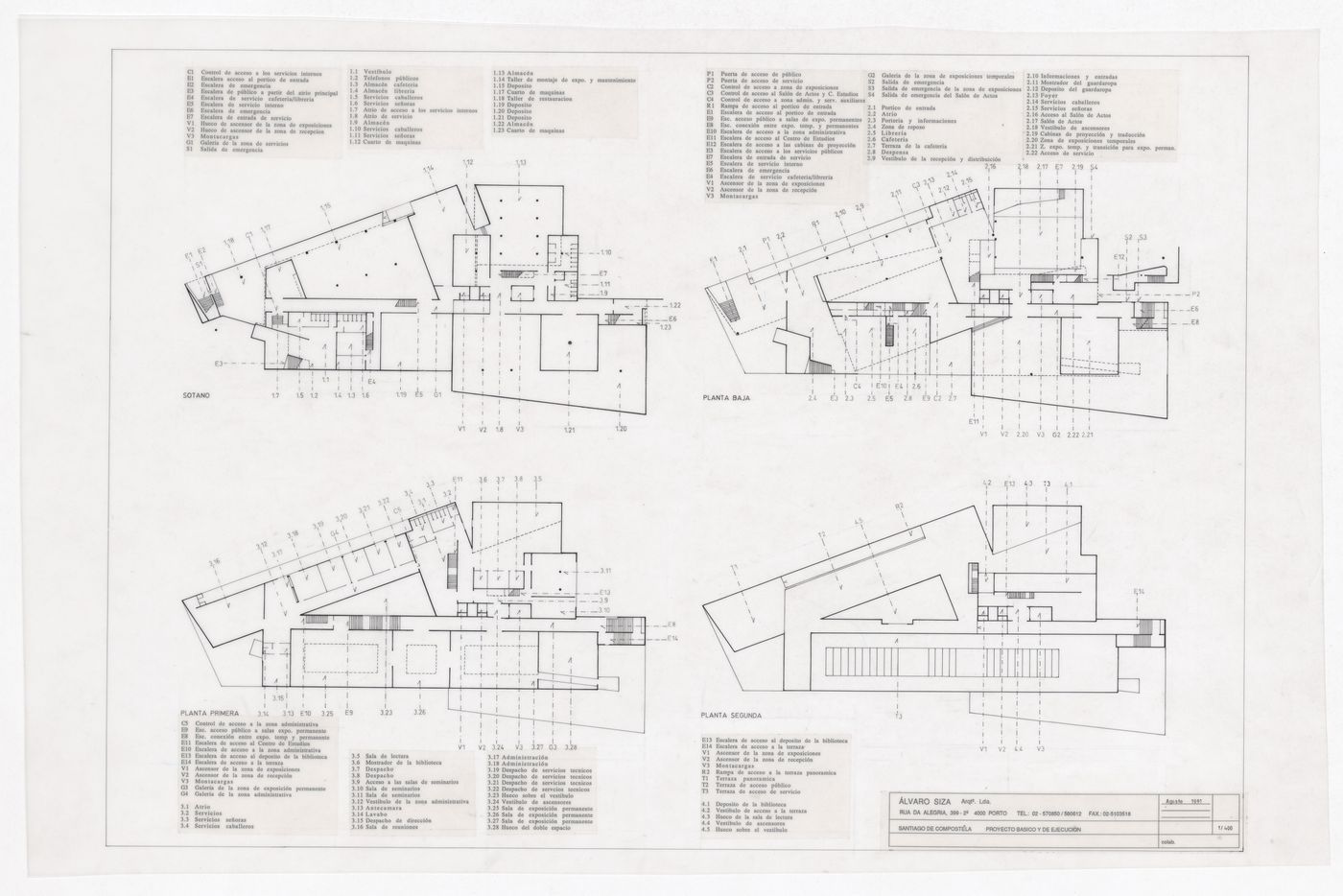 Plans for Centro Galego de Arte Contemporânea, Santiago de Compostela, Spain