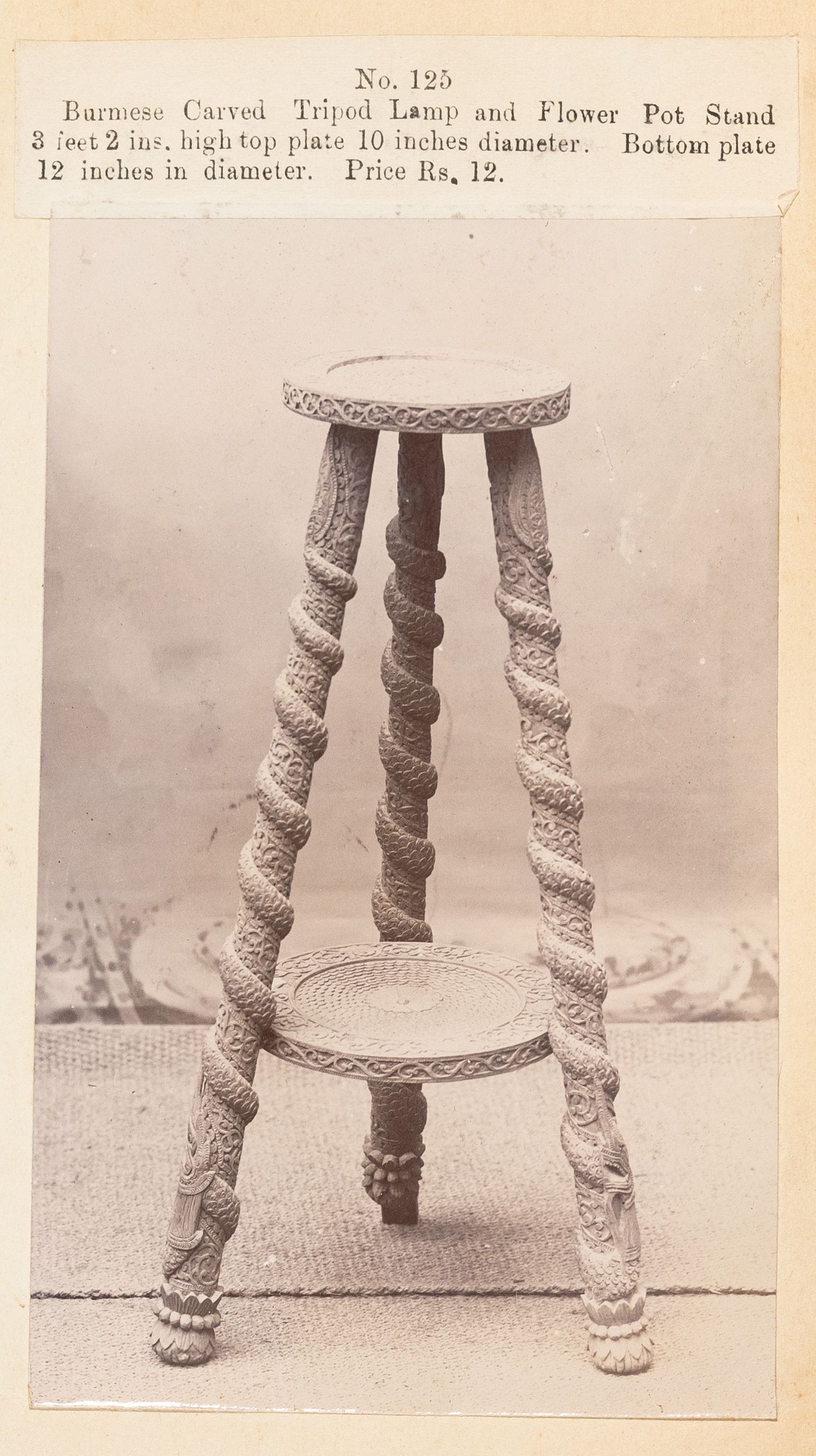 View of a stand, F. Beato Limited, C Road, Mandalay, Burma (now Myanmar)