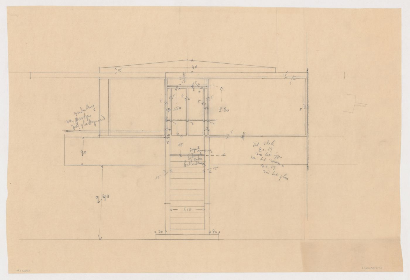 Elevation for the solarium for Johnson House, Pinehurst, North Carolina