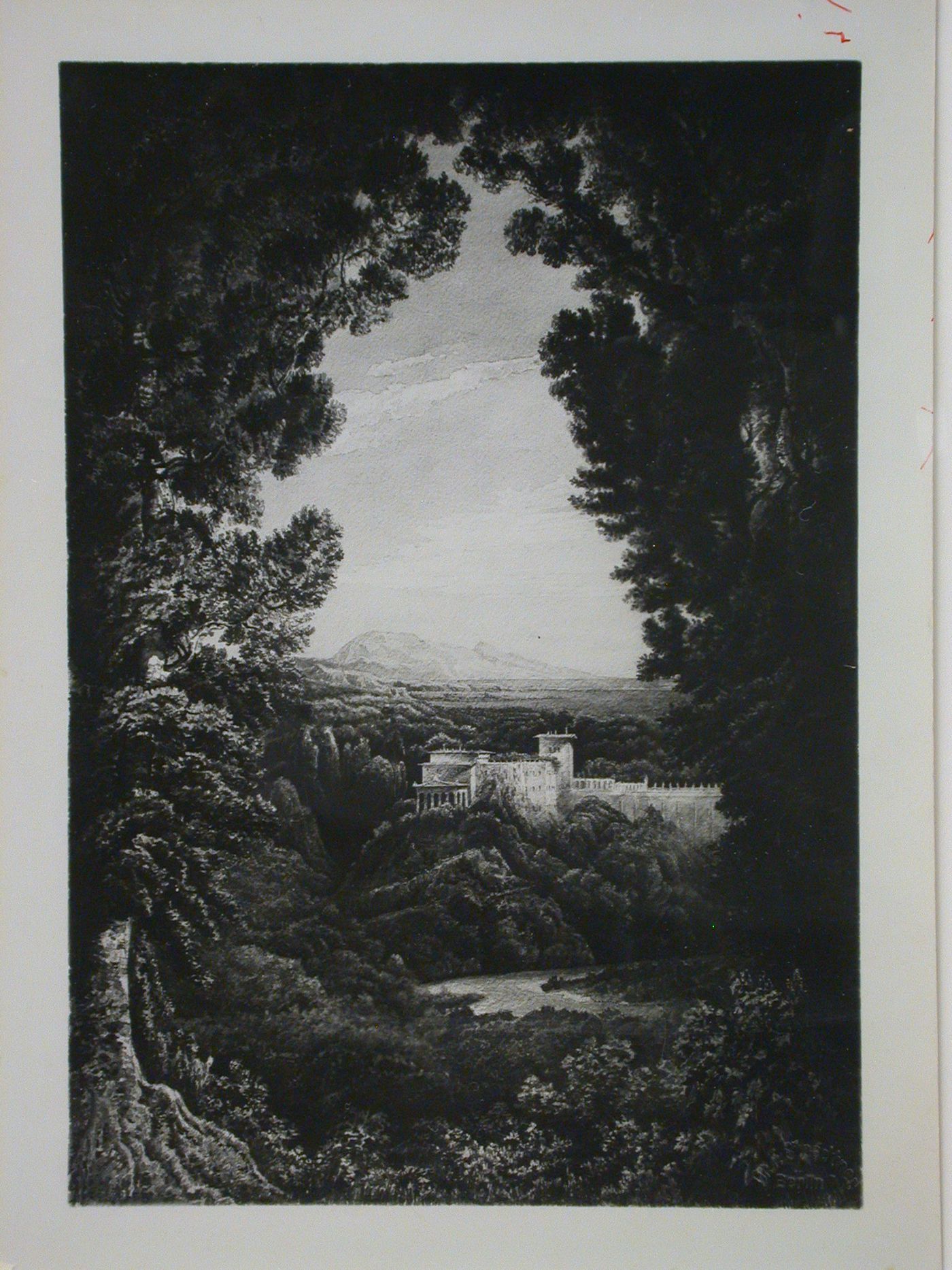 Photograph of the painting "Vision der Villa Beuthiana auf Ischia" by Karl Friedrich Schinkel, Schinkel Museum [?], Berlin, Germany