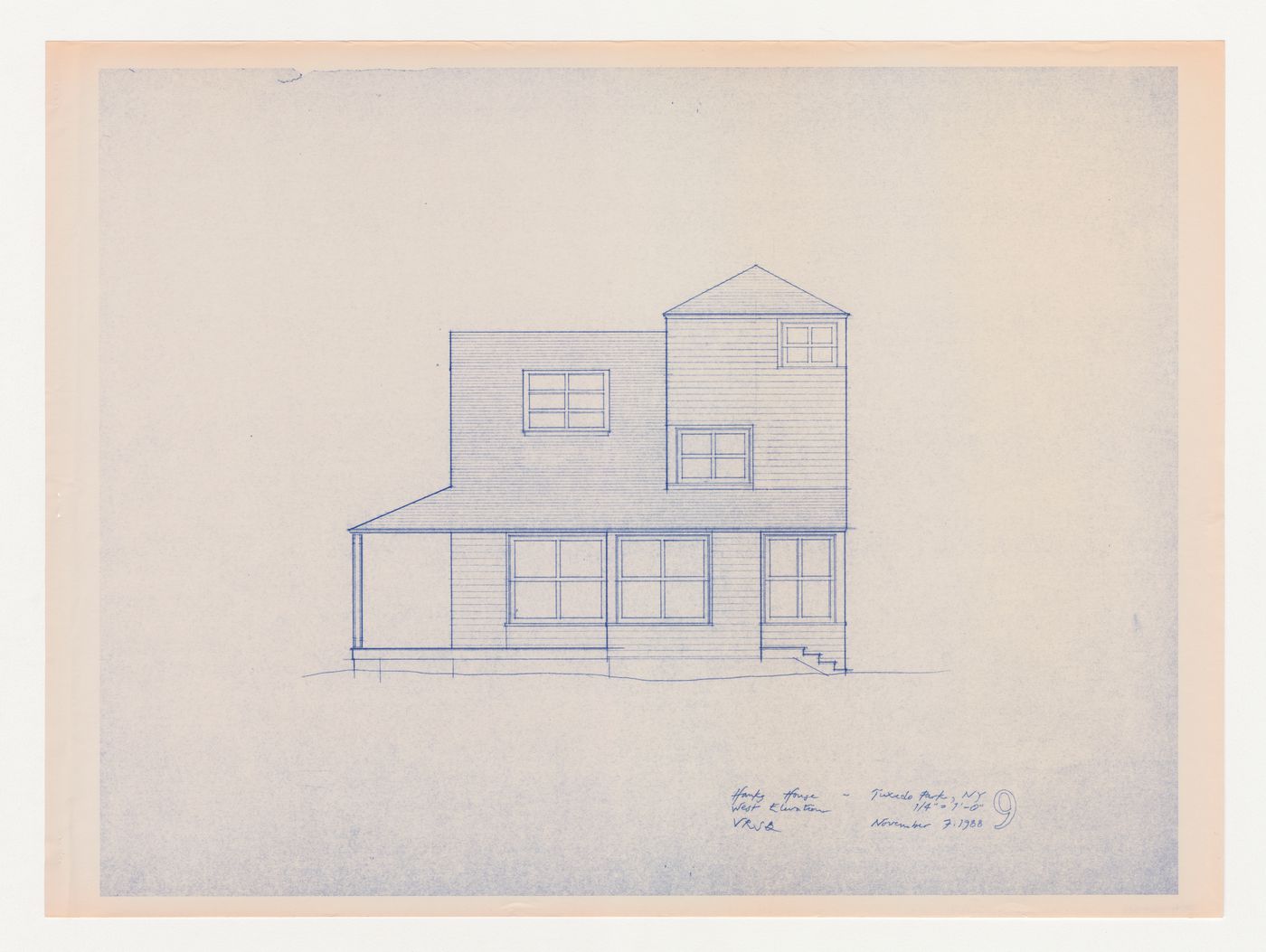 West elevation for the Hanks-Paré Residence, Tuxedo Park, New York