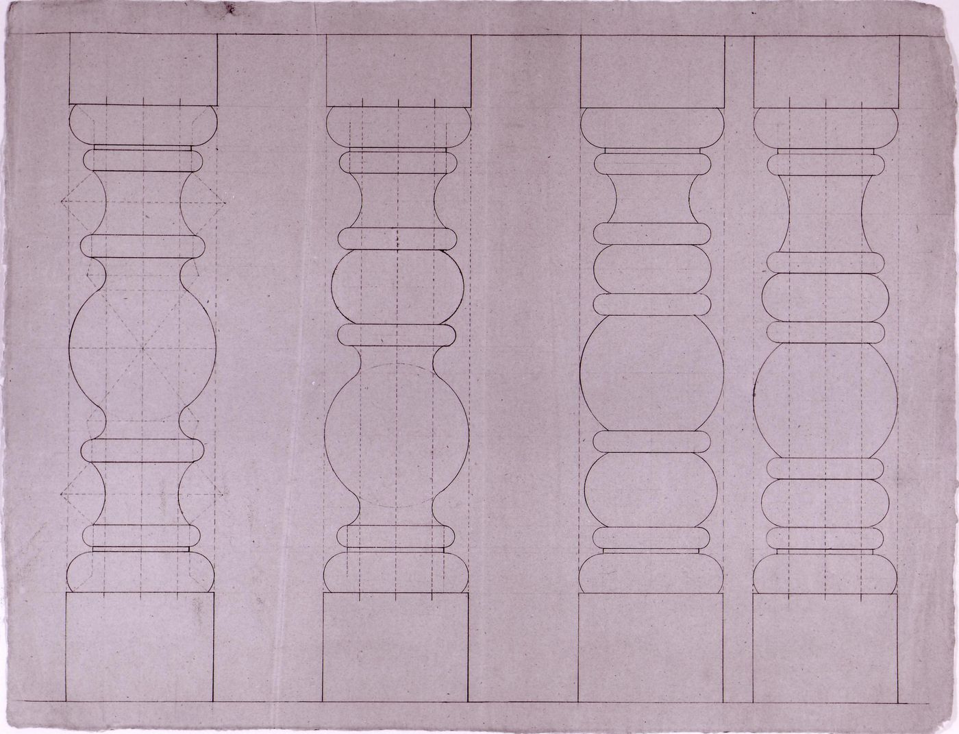 Elevations for balusters for the tribune [?] for Notre-Dame de Montréal