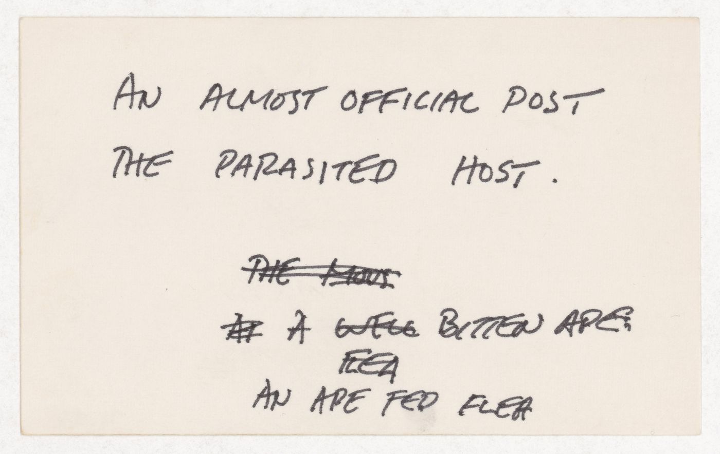 An almost official post the parasited host / A flea bitten ape an ape fed flea