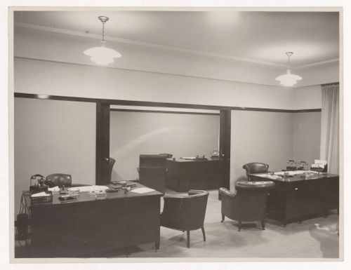 View of desks inside Banque Danon et Cie, rue de la Baume, 8th arrondissement, Paris, France