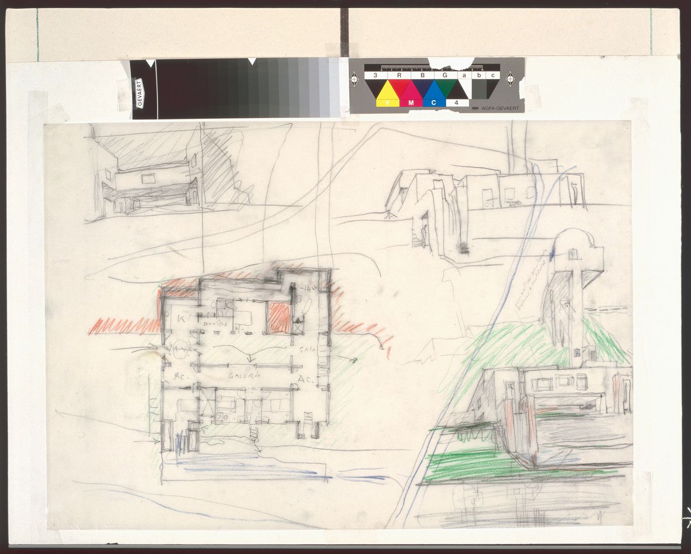 Elevations and plan for Casa Mário Bahia [Mário Bahia house], Gondomar, Portugal