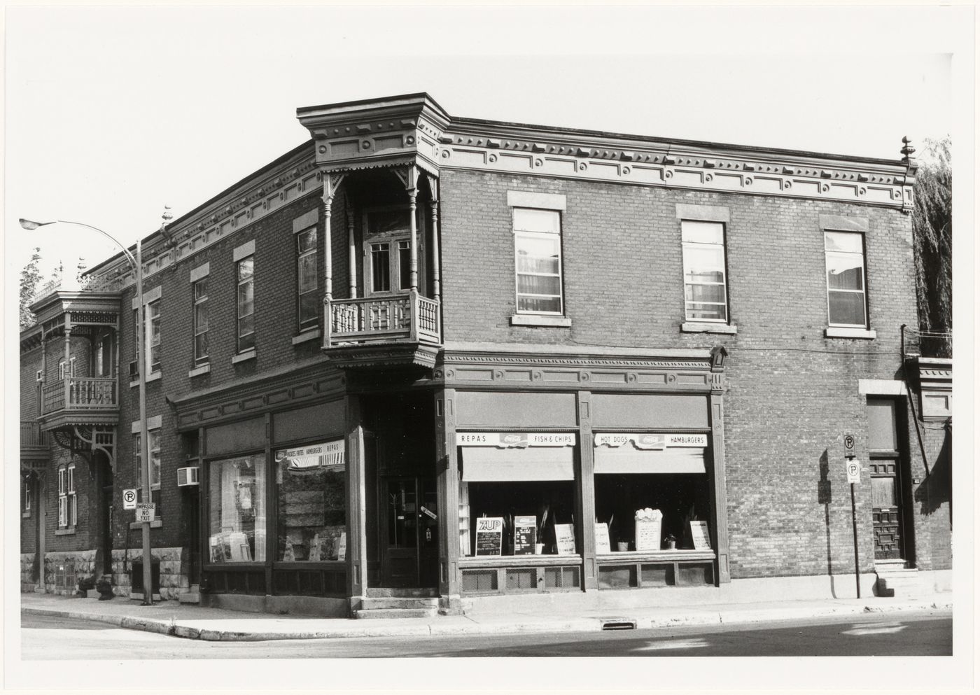 View of the principal and lateral façades of a restaurant, 351 Prince Albert Avenue, Westmount