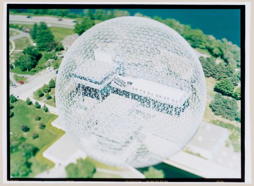 Aerial view of the Biosphère (formerly the United States Pavilion, Expo 67), Montréal, Québec