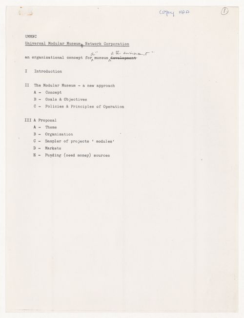 Draft project proposal for Universal Modular Museum