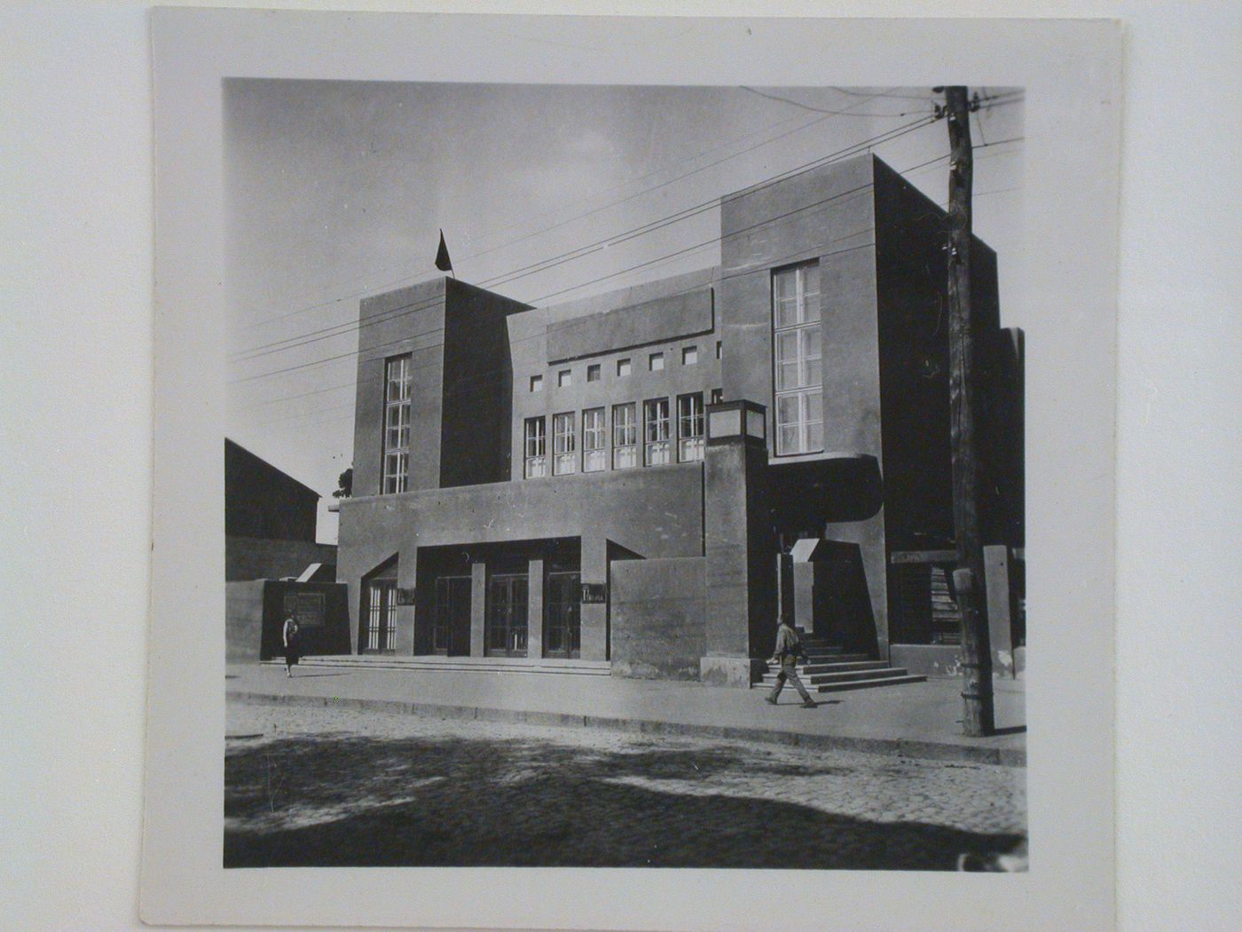 View of principal façade of Revolution Theatre, Kharkov, Soviet Union (now in Ukraine)