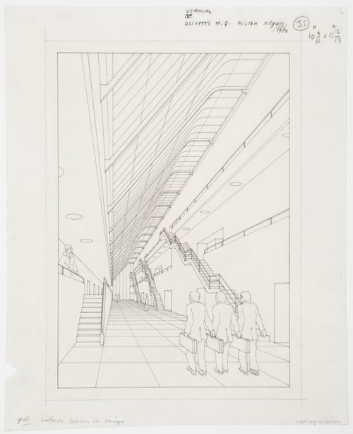 British Olivetti Headquarters, Milton Keynes, England: interior perspective