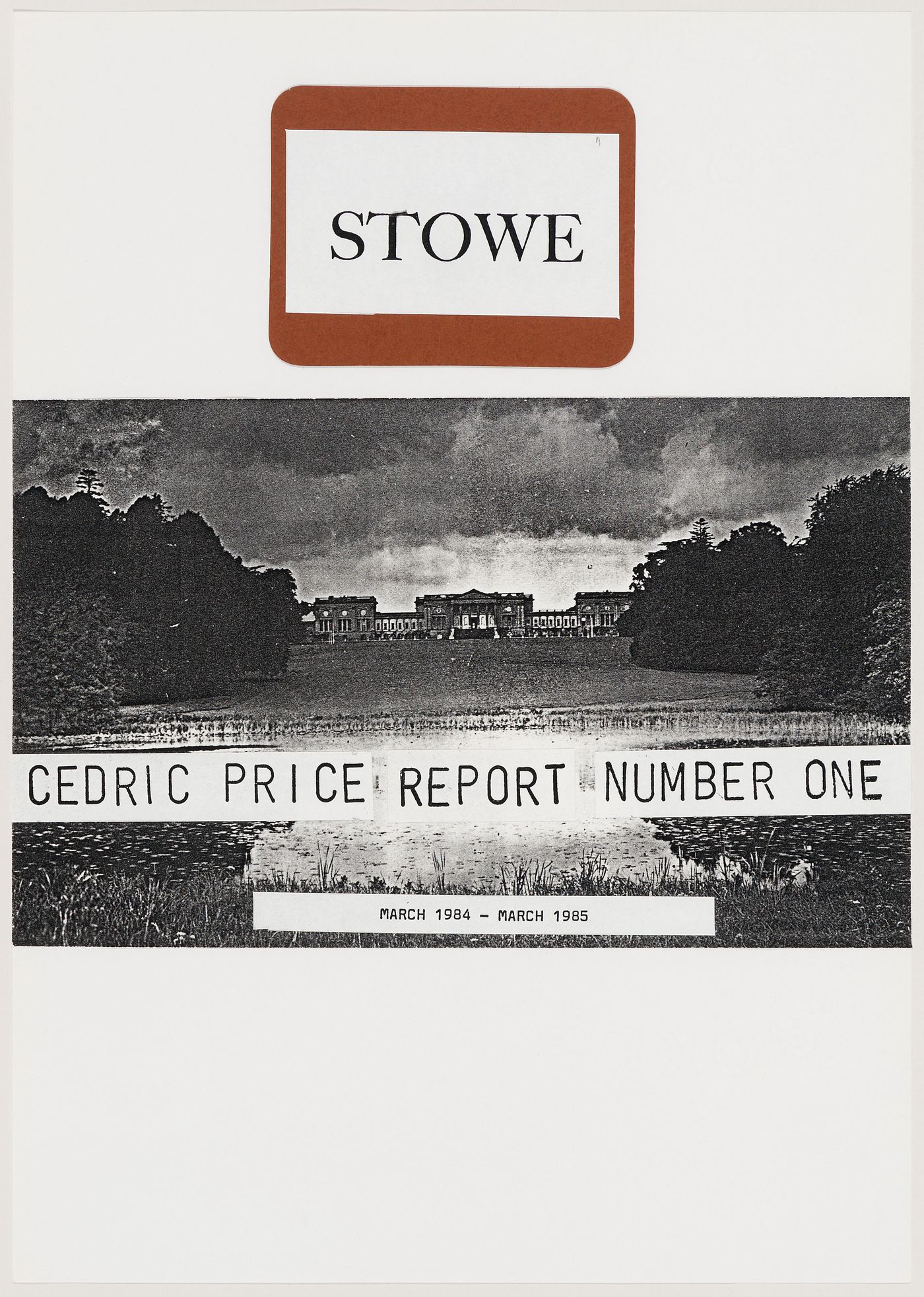 Stark: cover design for the first report submitted by Cedric Price to the Governors of Stowe School