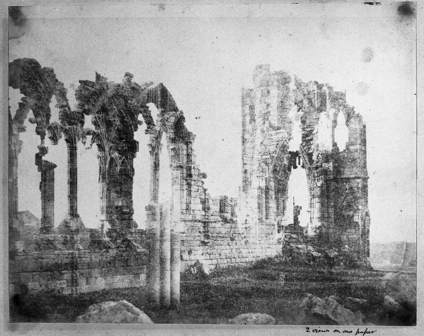 Double exposure of ruins of unidentified abbey