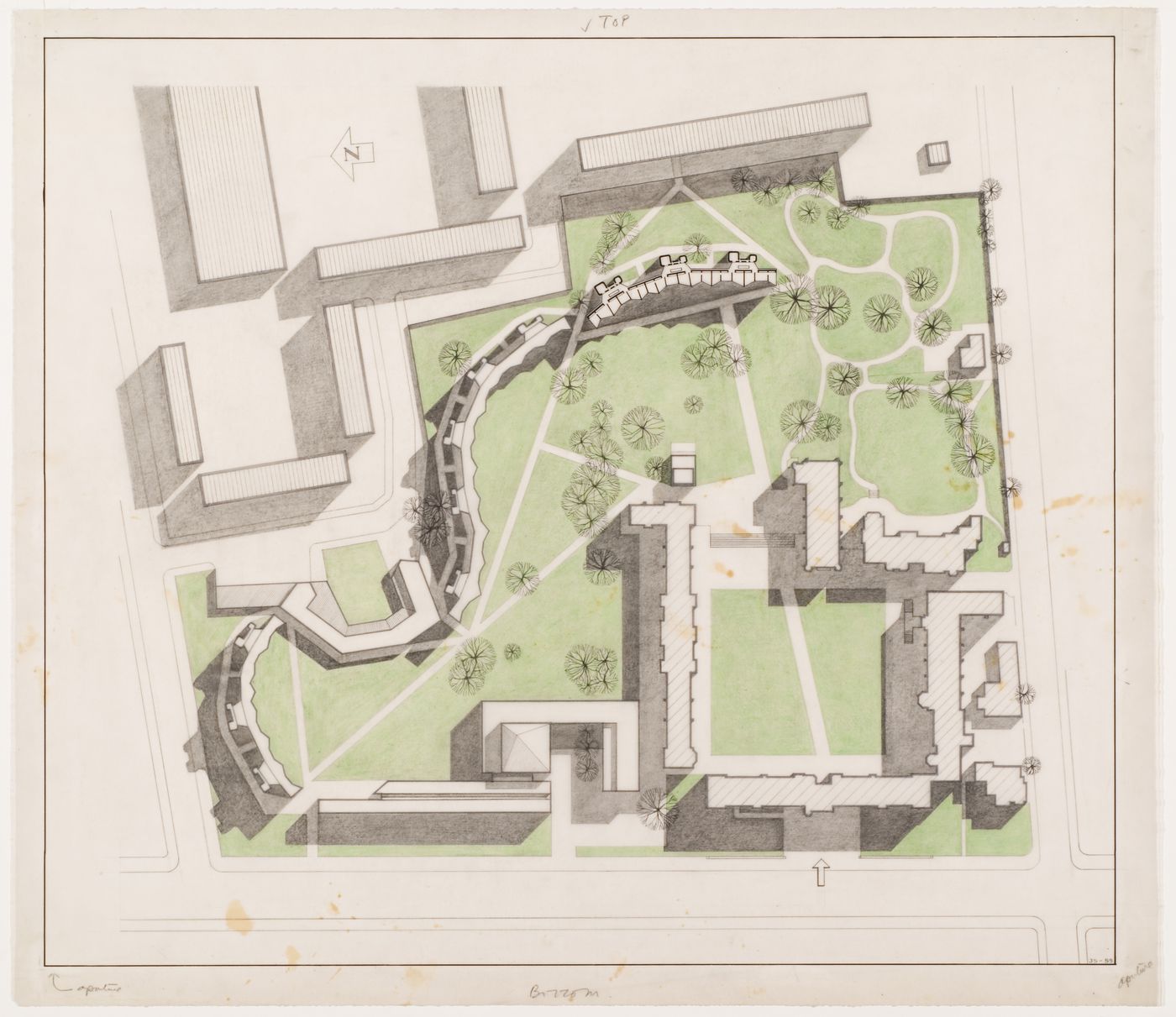 Selwyn College, University of Cambridge, Cambridge, England: Plan showing scheme in college context