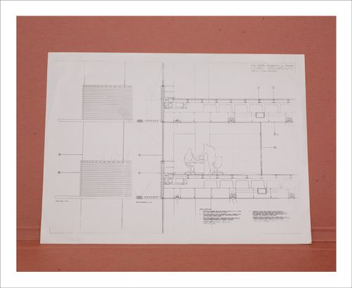 Proofs of Relevance: View of a drawing showing a section of the Savings Bank of Granada, Abalos & Herreros (1992), Granada, Spain
