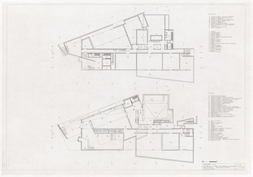 Basement and ground floor plans for Centro Galego de Arte Contemporânea, Santiago de Compostela, Spain