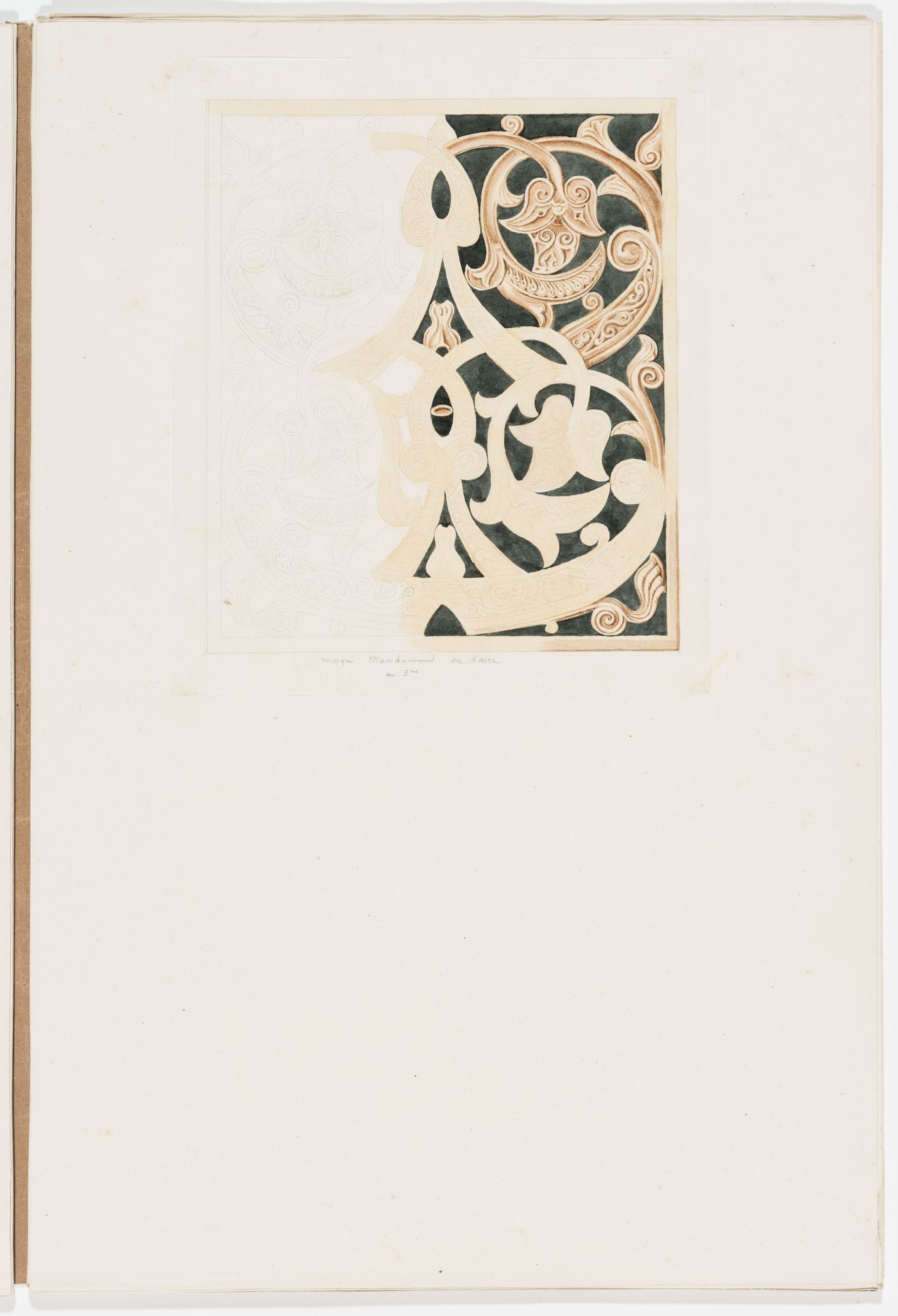 Ornament drawing of a panel of interlacing foliage from the Mosqueé Mamhammer, Cairo