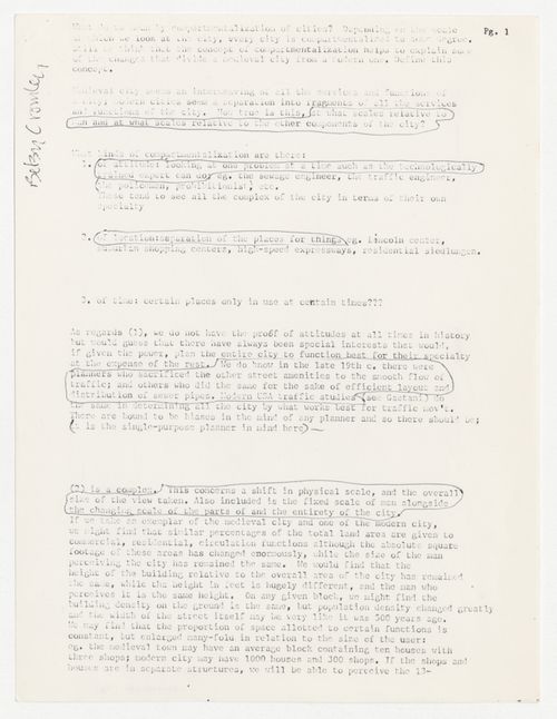 Report on compartmentalization prepared for a meeting about IAUS Street Project