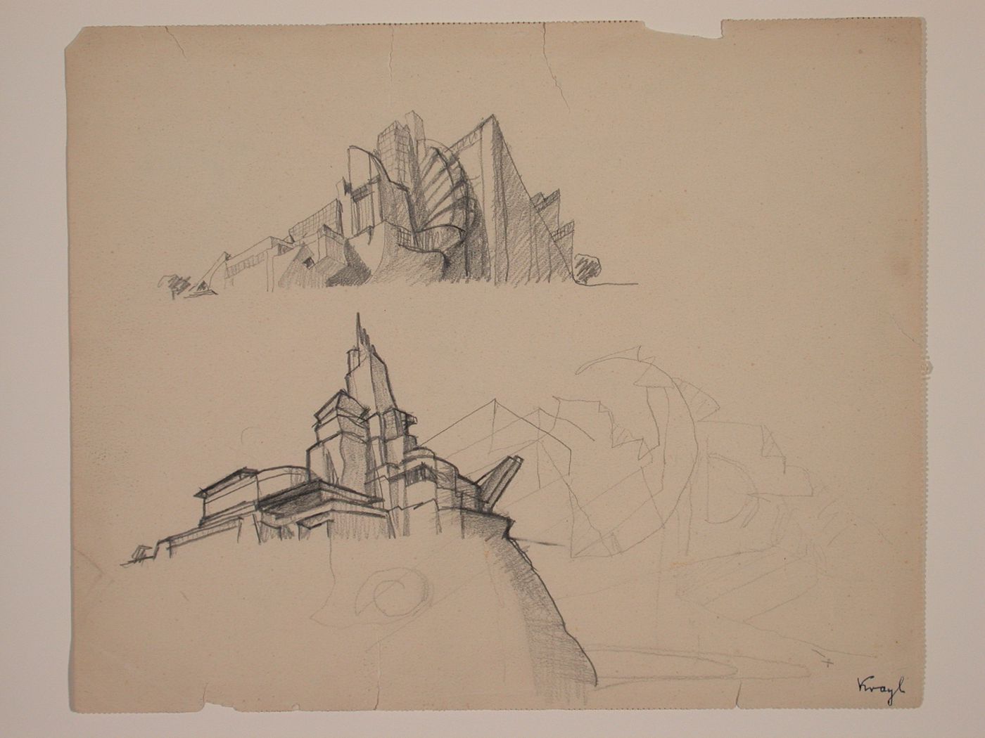 Sketches of an unidentified building by Carl Krayl