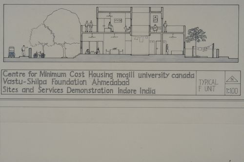 Section of typical unit type F for the Aranya Housing Project, Indore, India