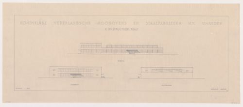 Elevations for the principal, lateral and rear façades for a construction administration building for the Dutch Steelworks Headquarters, IJmuiden, Netherlands