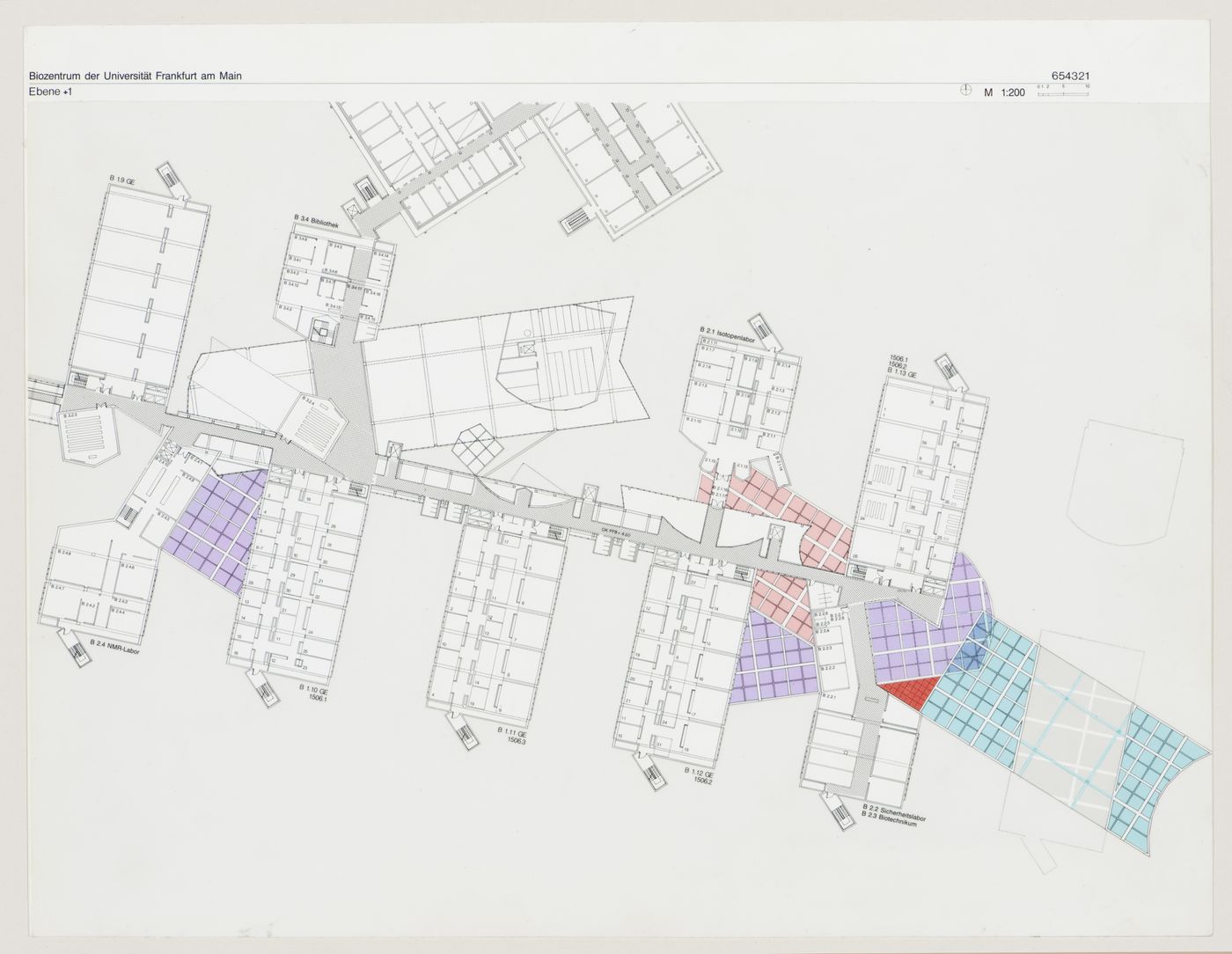 Plan of first level, Biozentrum - Biology Center for the J.W. Goethe University, Frankfurt am Main, Germany