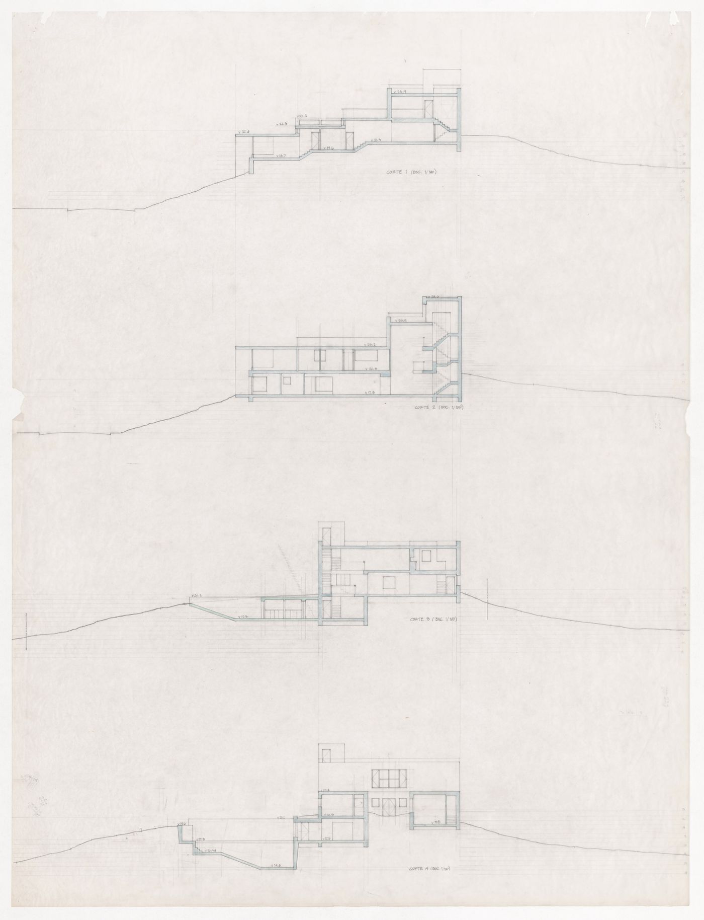 Sections for Casa Pereira Ganhão, Tróia, Portugal