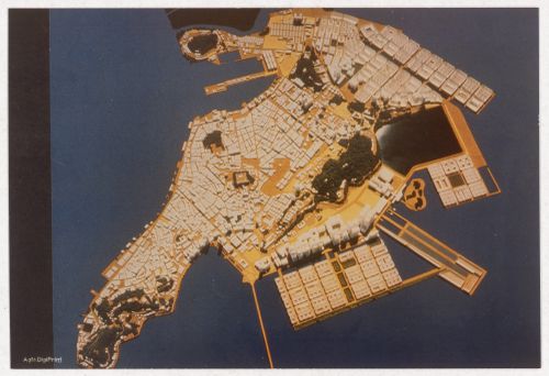 View of model for Plano de Expansão da Cidade de Macau (Areia P. e Porto E.), Macau, China