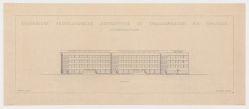 Lateral elevation for the office building for the Dutch Steelworks Headquarters, IJmuiden, Netherlands