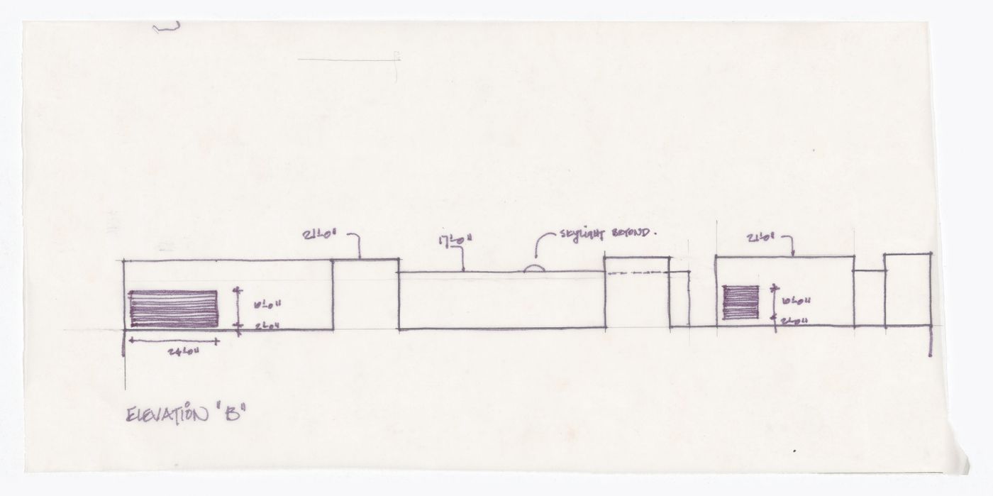 Sketch elevation for Henry Moore Sculpture Centre, Art Gallery of Ontario, Stage I Expansion, Toronto