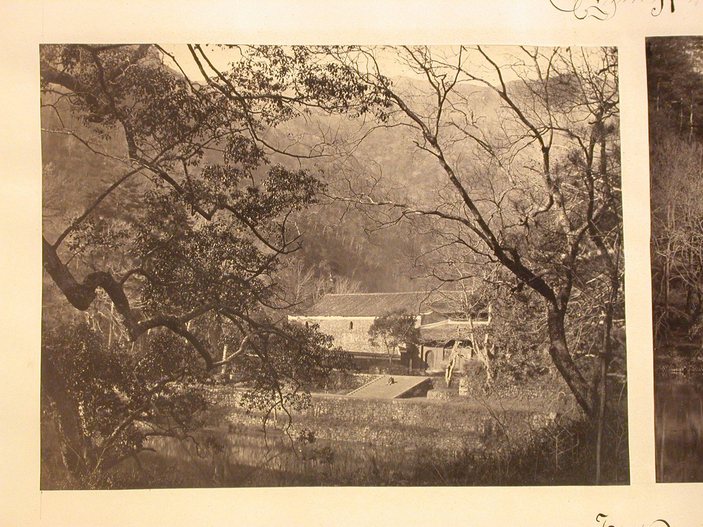 View of stairs and a gate to Tientong Monastery ?, Ningpo (now Ningbo Shi), Cheh-kiang Province (now Zhejiang Sheng), China