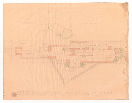 Presentation drawing of the ground floor plan for Margaret Schevill House, Tucson, Arizona