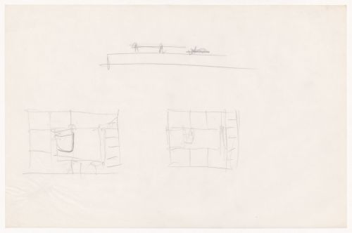 Sketch plans and sketch elevation for a campus building for Illinois Institute of Technology